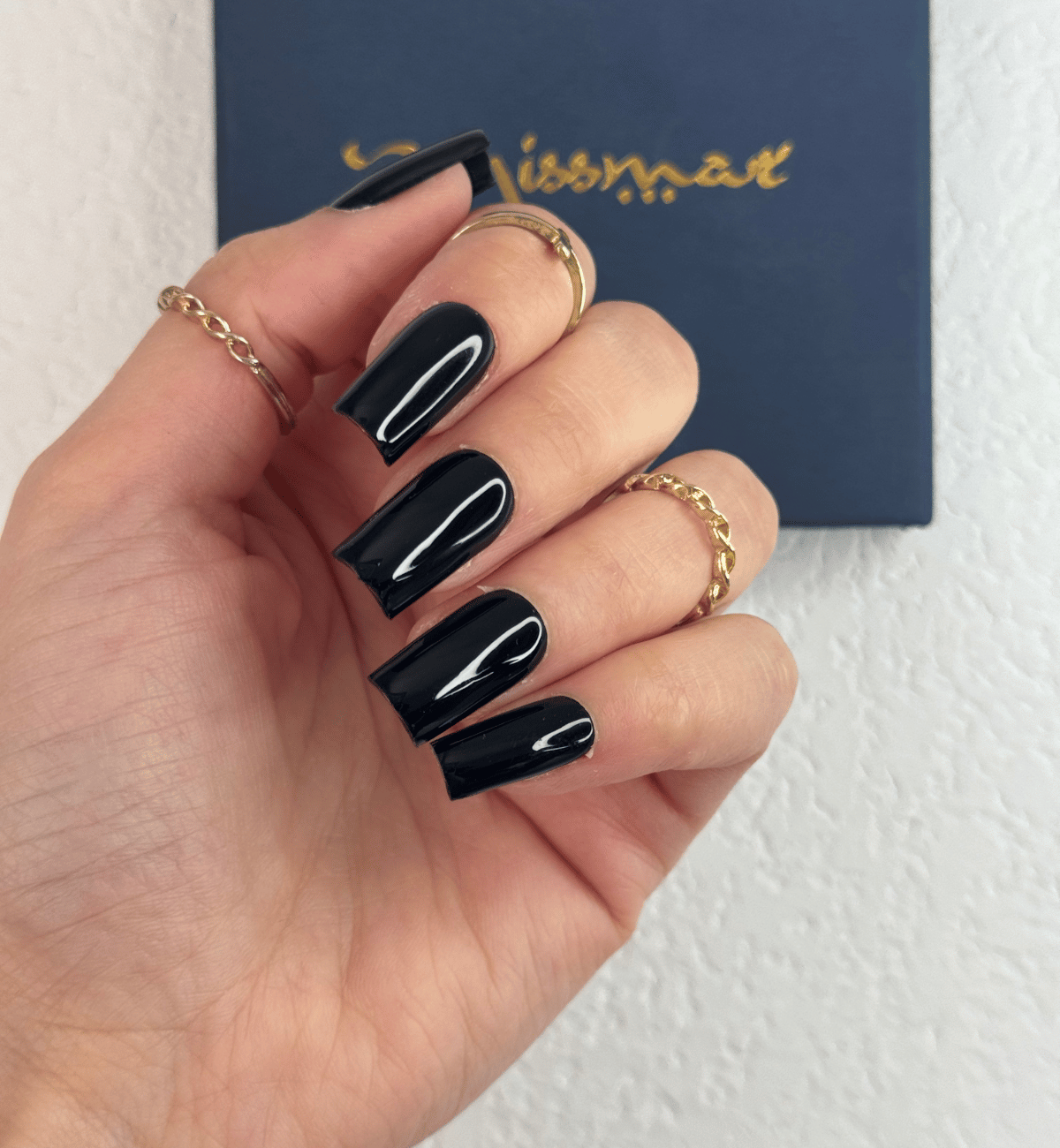 FAUX ONGLES NOIRS CARRÉS MÉDIUM