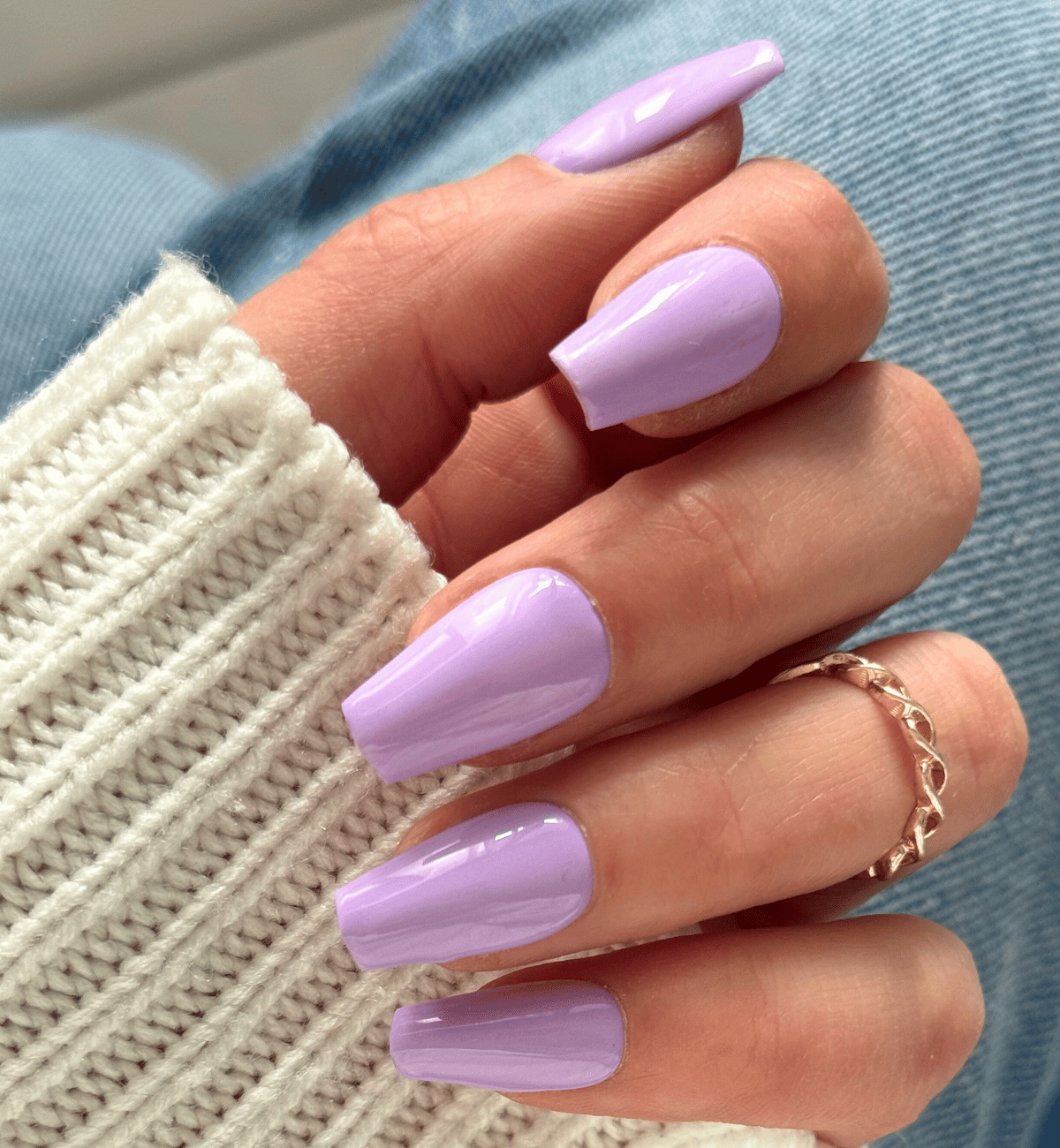 FAUX ONGLES LAVANDES COFFINS MÉDIUM