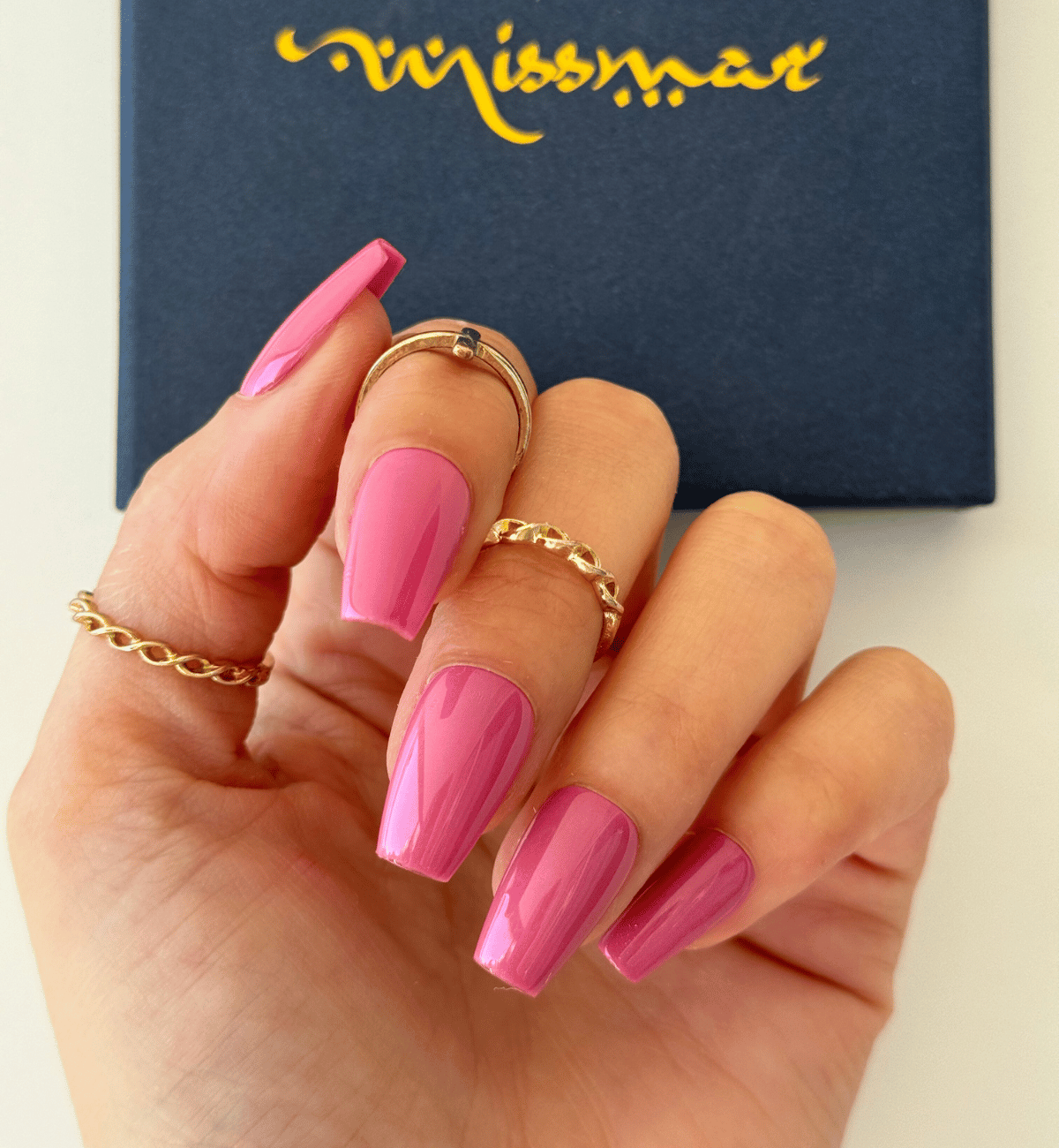 FAUX ONGLES ROSES BARBIE COFFINS MÉDIUM