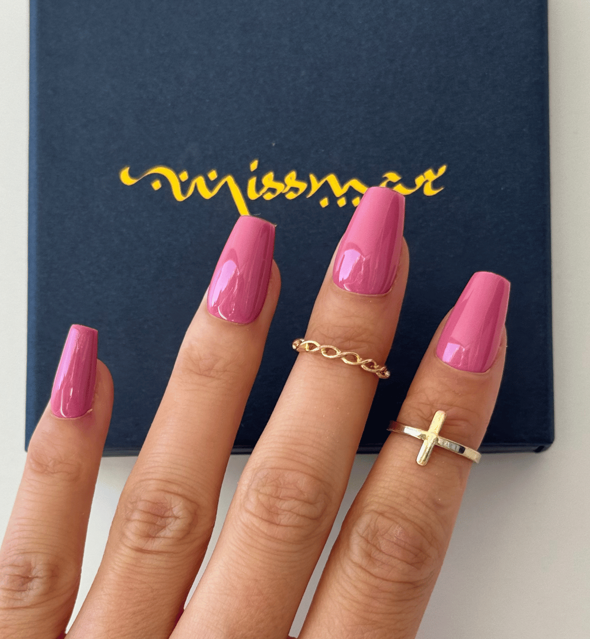 FAUX ONGLES ROSES BARBIE COFFINS MÉDIUM