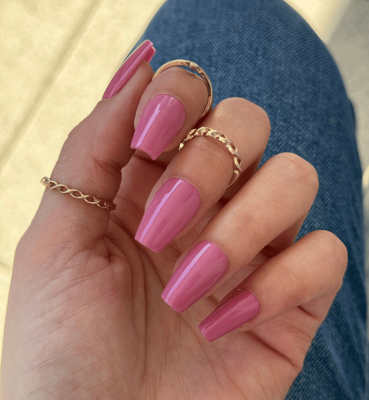 FAUX ONGLES ROSES BARBIE COFFINS MÉDIUM