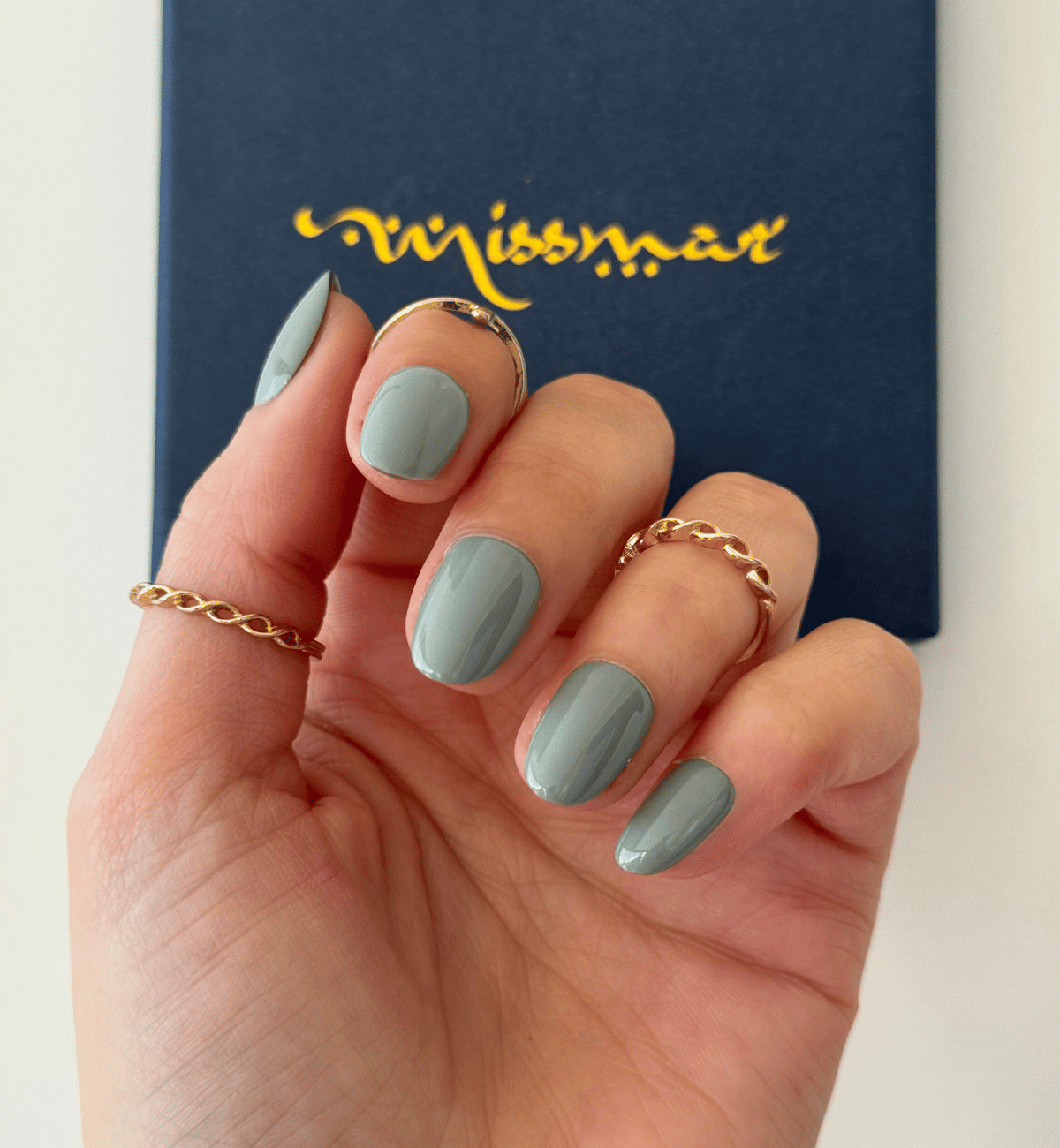 FAUX ONGLES VERTS SAUGE ARRONDIS COURTS