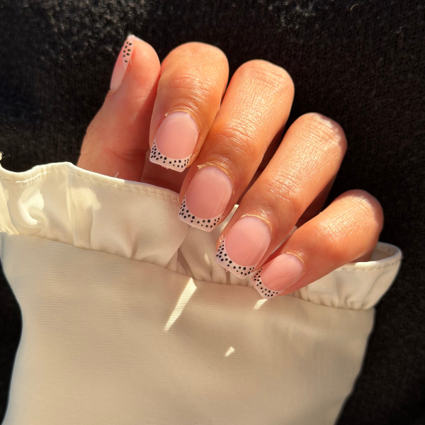 Faux Ongles French Pois Carré Court