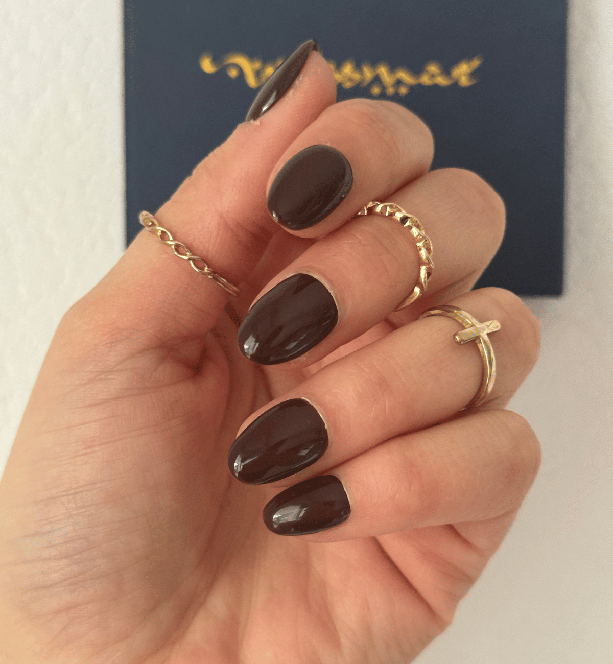 FAUX ONGLES MARRONS ARRONDIS COURTS