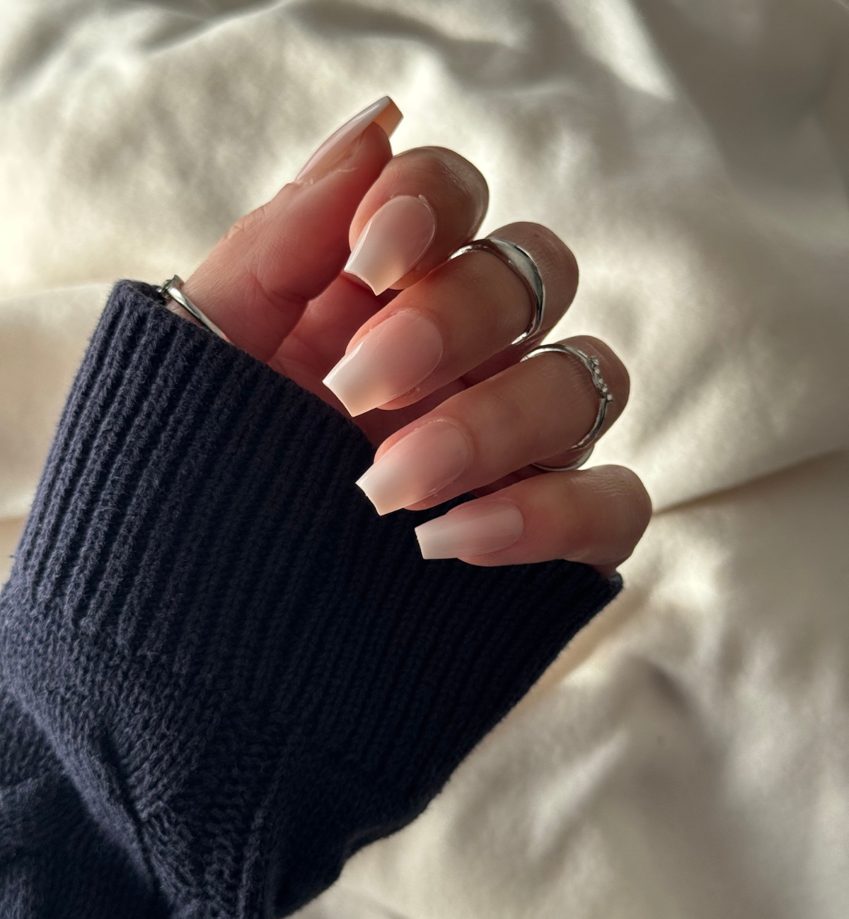 Faux ongles Baby-Boomer coffin medium