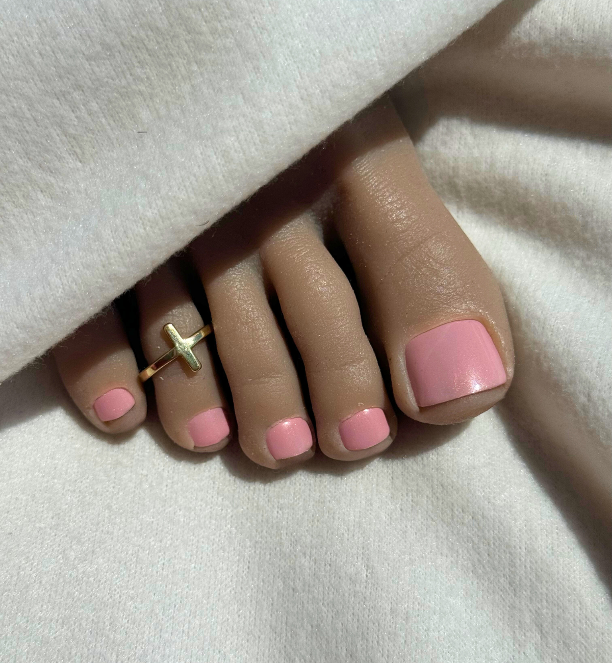 FAUX ONGLES PIEDS ROSE PERLE
