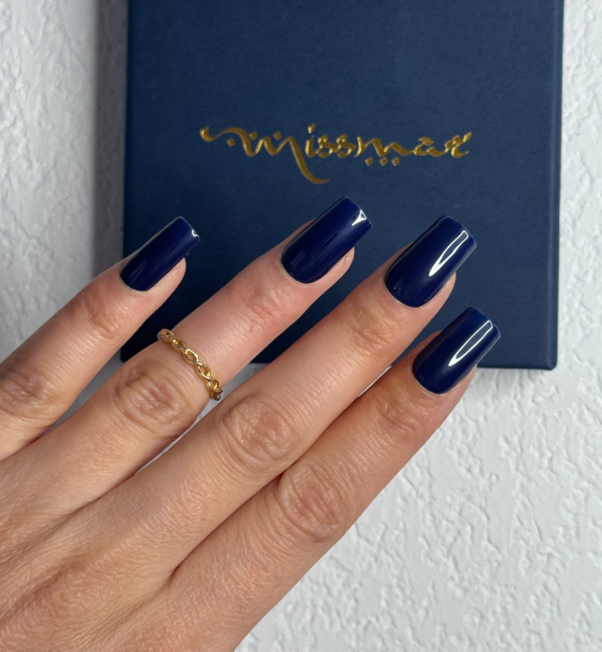 FAUX ONGLES BLEUS NUIT CARRÉS MÉDIUM