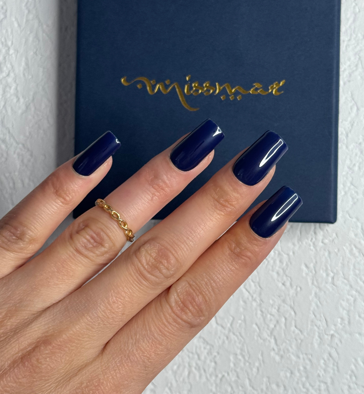 FAUX ONGLES BLEU NUIT CARRÉ MEDIUM