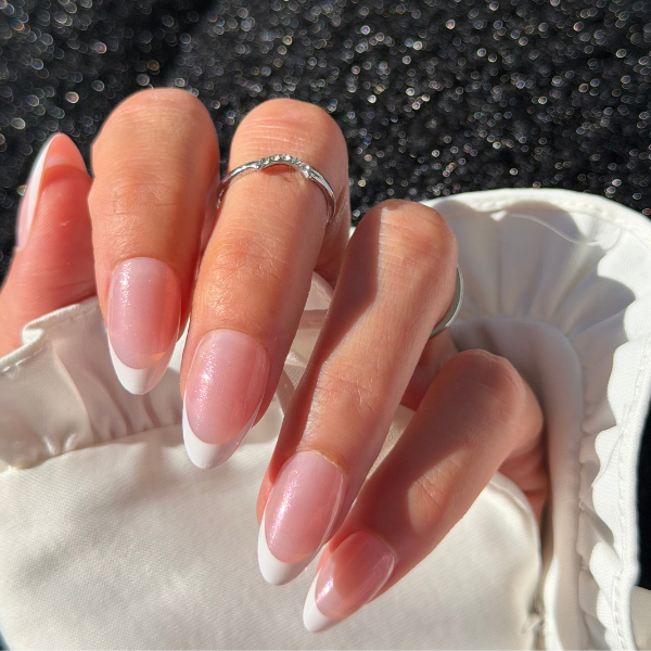Faux Ongles French Pailletée Amande Medium