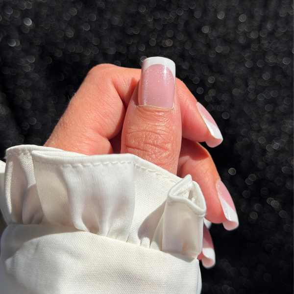 Faux Ongles French Pailletée Carré Court