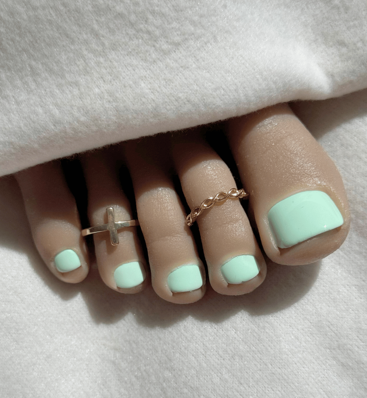 FAUX ONGLES PIEDS VERT MENTHE